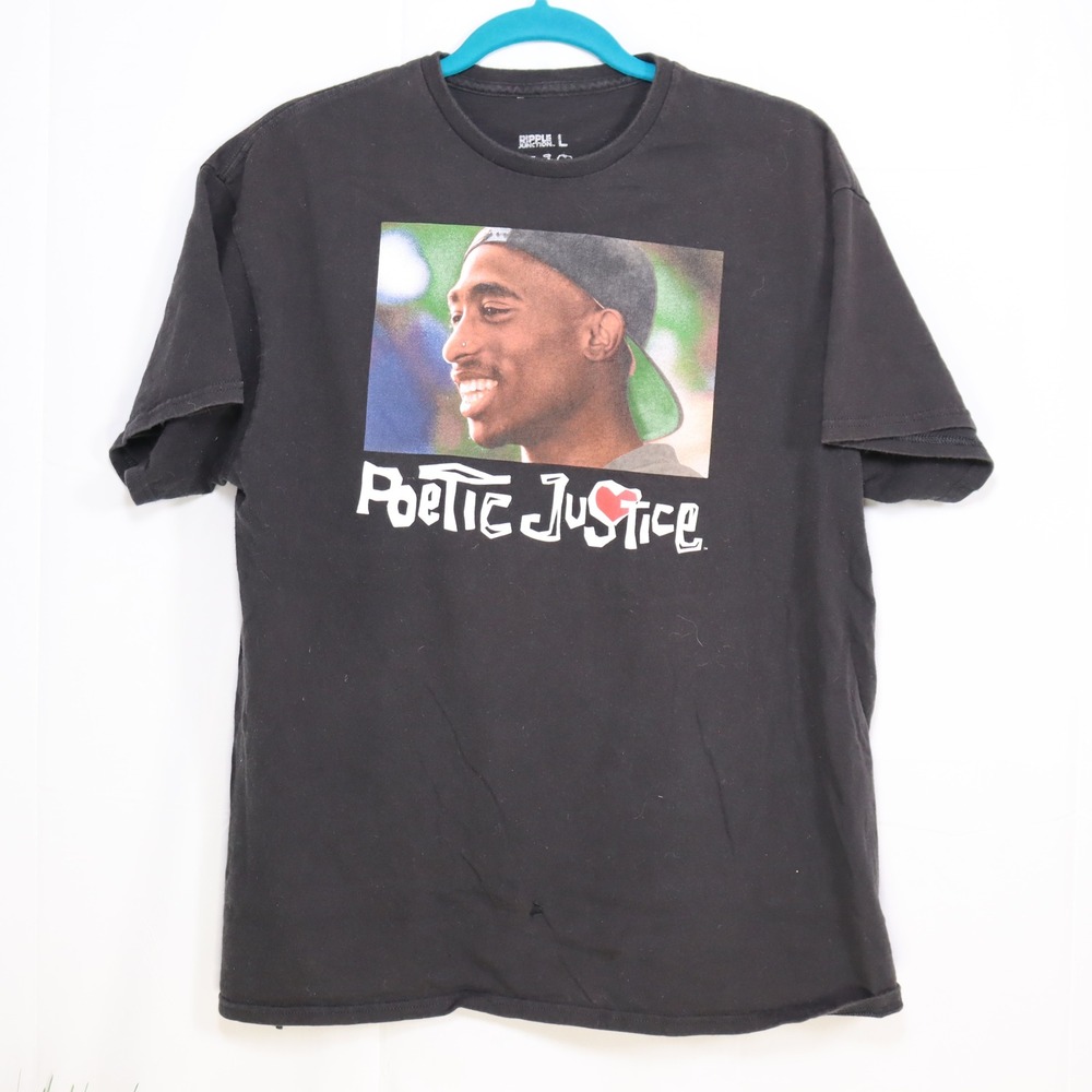 Ripple Junction Poetic Justice Tupac Shirt Mens L Black Good‎ Graphic